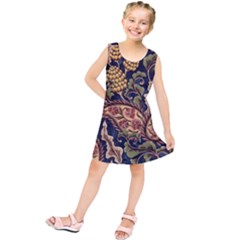 Leaves Flowers Background Texture Paisley Kids  Tunic Dress by Salman4z