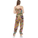 Multicolored Doodle Art Wallpaper Sleeveless Tie Ankle Chiffon Jumpsuit View2