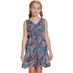 Background Ornament Paisley Kids  Sleeveless Tiered Mini Dress by Salman4z