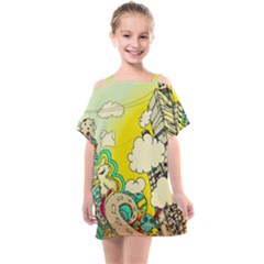 Doodle Wallpaper Artistic Surreal Kids  One Piece Chiffon Dress by Salman4z