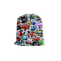 Graffiti Art Cartoon Comic Drawstring Pouch (medium) by Salman4z