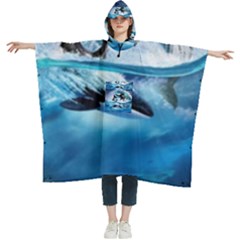 Orca Wave Water Underwater Women s Hooded Rain Ponchos by Salman4z