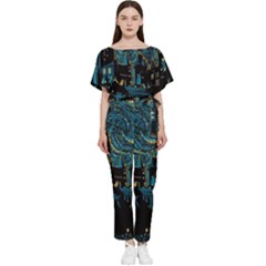 Hogwarts Castle Van Gogh Batwing Lightweight Chiffon Jumpsuit by Salman4z