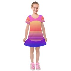 Sunset Summer Time Kids  Short Sleeve Velvet Dress by Salman4z