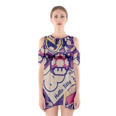 Retro Cartoon Hello Titty Parody Shoulder Cutout One Piece Dress by Salman4z