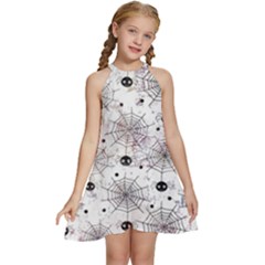 Creepy Spider Kids  Halter Collar Waist Tie Chiffon Dress by Salman4z