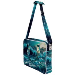 Tsunami Waves Ocean Sea Nautical Nature Water 5 Cross Body Office Bag by Jancukart