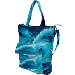 Waves Ocean Sea Tsunami Nautical 3 Shoulder Tote Bag by Jancukart