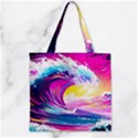 Tsunami Waves Ocean Sea Nautical Nature Water Blue Water Zipper Grocery Tote Bag View1