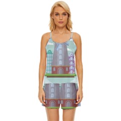 Amsterdam Landmark Landscape Satin Pajama Short Set by Sudheng