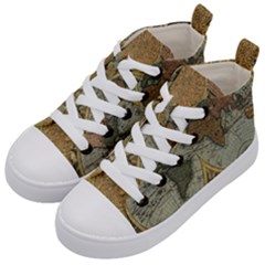 Vintage World Map Kids  Mid-top Canvas Sneakers