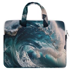 Tsunami Waves Ocean Sea Water Rough Seas Macbook Pro 13  Double Pocket Laptop Bag by Wegoenart