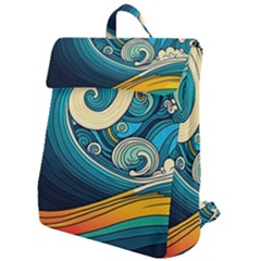 Waves Ocean Sea Abstract Whimsical Abstract Art 3 Flap Top Backpack by Wegoenart