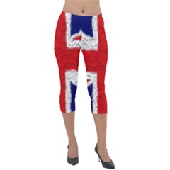 Union Jack Flag National Country Lightweight Velour Capri Leggings  by Celenk