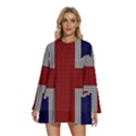 Union Jack Flag British Flag Round Neck Long Sleeve Bohemian Style Chiffon Mini Dress View1