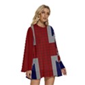 Union Jack Flag British Flag Round Neck Long Sleeve Bohemian Style Chiffon Mini Dress View3