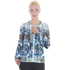 Abstract Acrylic Color Texture Watercolor Creative Casual Zip Up Jacket by Uceng