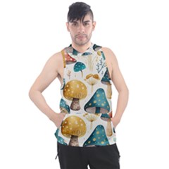 Mushroom Forest Fantasy Flower Nature Men s Sleeveless Hoodie