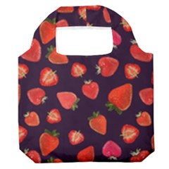 Strawberry On Black Premium Foldable Grocery Recycle Bag by SychEva