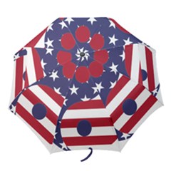 Yang Yin America Flag Abstract Art Asian Balance Folding Umbrellas by Wegoenart