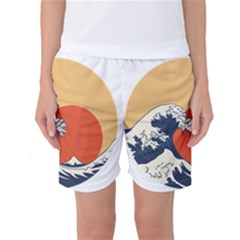 The Great Wave Off Kanagawa Waves Women s Basketball Shorts by Wegoenart