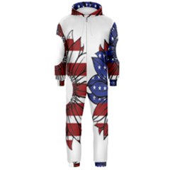 Us Flag Flower Sunshine Flag America Usa Hooded Jumpsuit (men) by Wegoenart