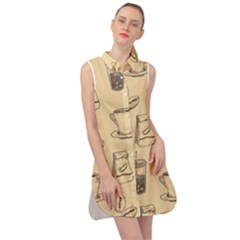 Coffee-56 Sleeveless Shirt Dress by nateshop