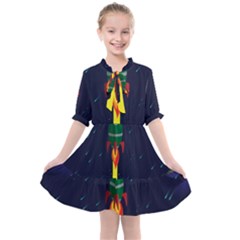 Rocket Halftone Astrology Astronaut Kids  All Frills Chiffon Dress by Salman4z