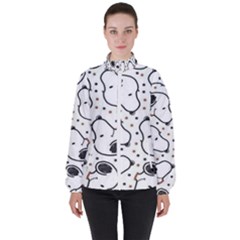 Dog Pattern Women s High Neck Windbreaker by Salman4z