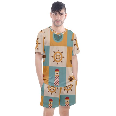 Nautical Elements Collection Men s Mesh Tee And Shorts Set by Salman4z