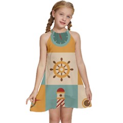 Nautical Elements Collection Kids  Halter Collar Waist Tie Chiffon Dress by Salman4z