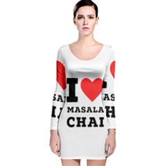 I Love Masala Chai Long Sleeve Velvet Bodycon Dress