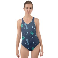 Bons Foot Prints Pattern Background Cut-out Back One Piece Swimsuit