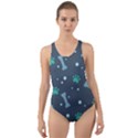 Bons Foot Prints Pattern Background Cut-Out Back One Piece Swimsuit View1