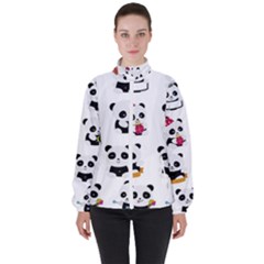 Playing Panda Cartoon Women s High Neck Windbreaker by Salman4z