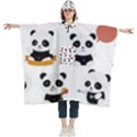 Playing Panda Cartoon Women s Hooded Rain Ponchos View1