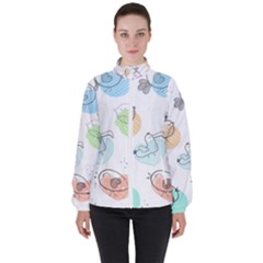 Cartoon Bird Cute Doodle Bird Women s High Neck Windbreaker by Salman4z