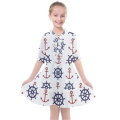 Nautical Seamless Pattern Kids  All Frills Chiffon Dress by Salman4z