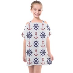 Nautical Seamless Pattern Kids  One Piece Chiffon Dress by Salman4z