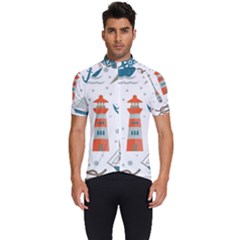 Nautical Elements Pattern Background Men s Short Sleeve Cycling Jersey by Salman4z