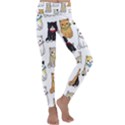 Cat Kitten Seamless Pattern Kids  Lightweight Velour Classic Yoga Leggings View1