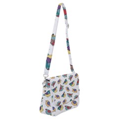 Seamless-pattern-with-hand-drawn-bird-black Shoulder Bag With Back Zipper by Salman4z