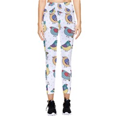 Seamless-pattern-with-hand-drawn-bird-black Pocket Leggings  by Salman4z