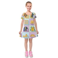 Egypt-icons-set-flat-style Kids  Short Sleeve Velvet Dress by Salman4z