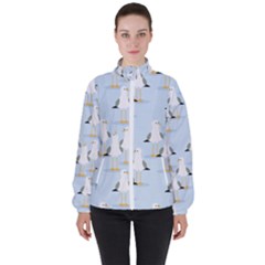 Cute-seagulls-seamless-pattern-light-blue-background Women s High Neck Windbreaker by Salman4z