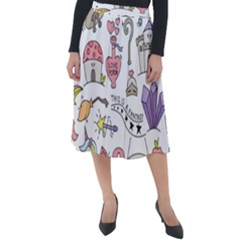 Fantasy-things-doodle-style-vector-illustration Classic Velour Midi Skirt  by Salman4z