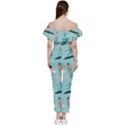 Beach-surfing-surfers-with-surfboards-surfer-rides-wave-summer-outdoors-surfboards-seamless-pattern- Off Shoulder Ruffle Top Jumpsuit View4