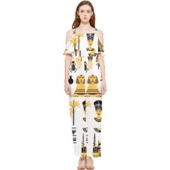 Egypt-symbols-decorative-icons-set Draped Sleeveless Chiffon Jumpsuit by Salman4z