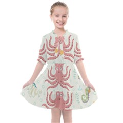 Underwater-seamless-pattern-light-background-funny Kids  All Frills Chiffon Dress by Salman4z