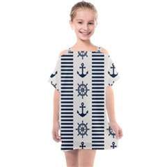 Nautical-seamless-pattern-vector-illustration Kids  One Piece Chiffon Dress by Salman4z